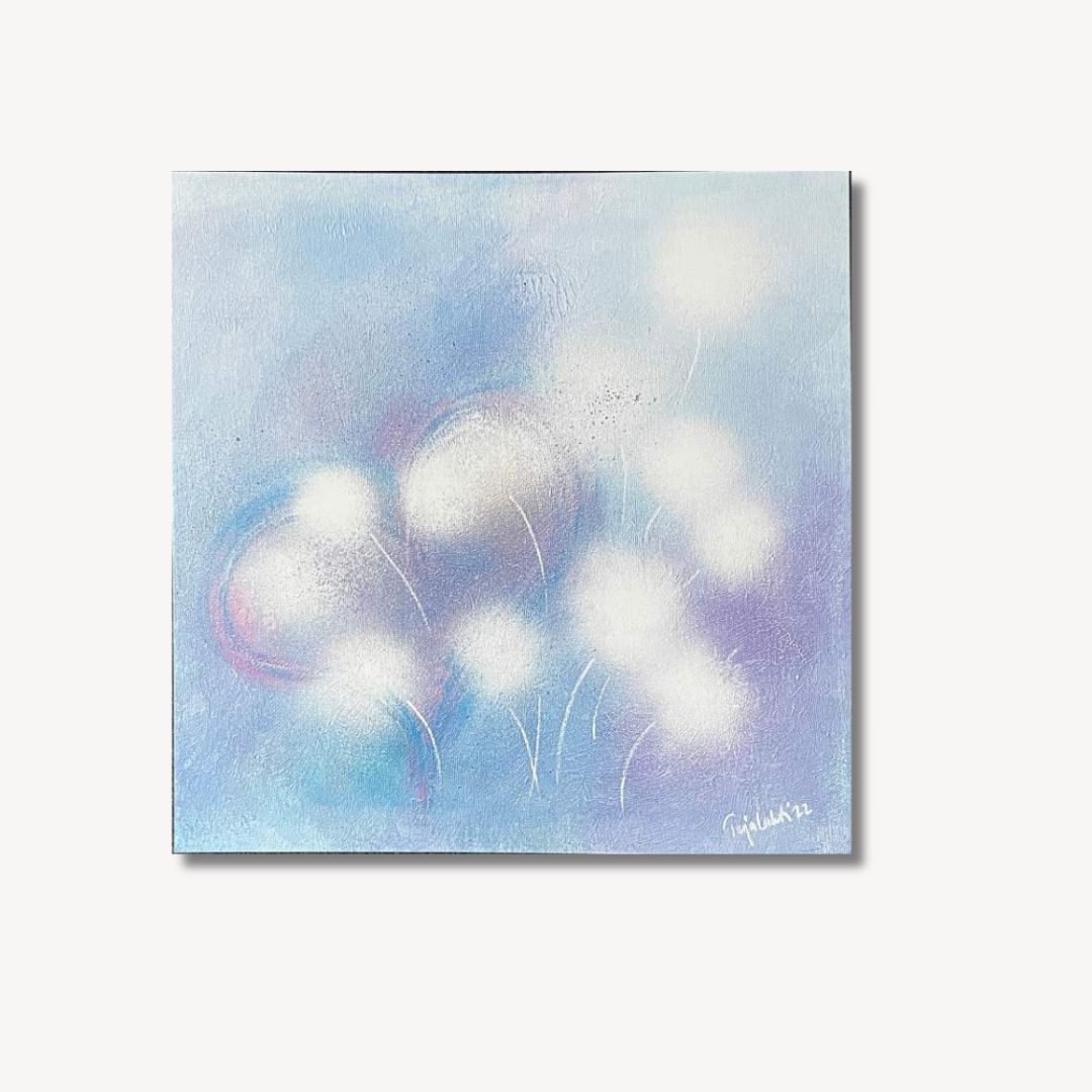 Postikortti, jossa valkoisia hahtuvia sinisellä taustalla | Kaikkea Kaunista