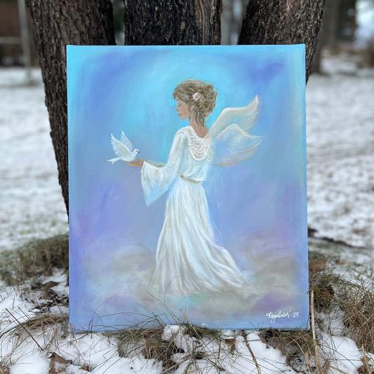 Enkelitaulu Valkein siivin kohti uutta